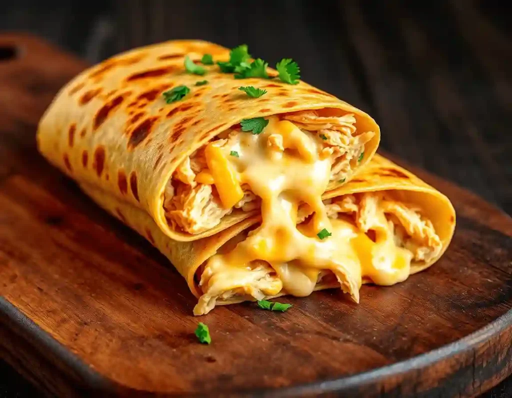 cheesy garlic chicken wraps